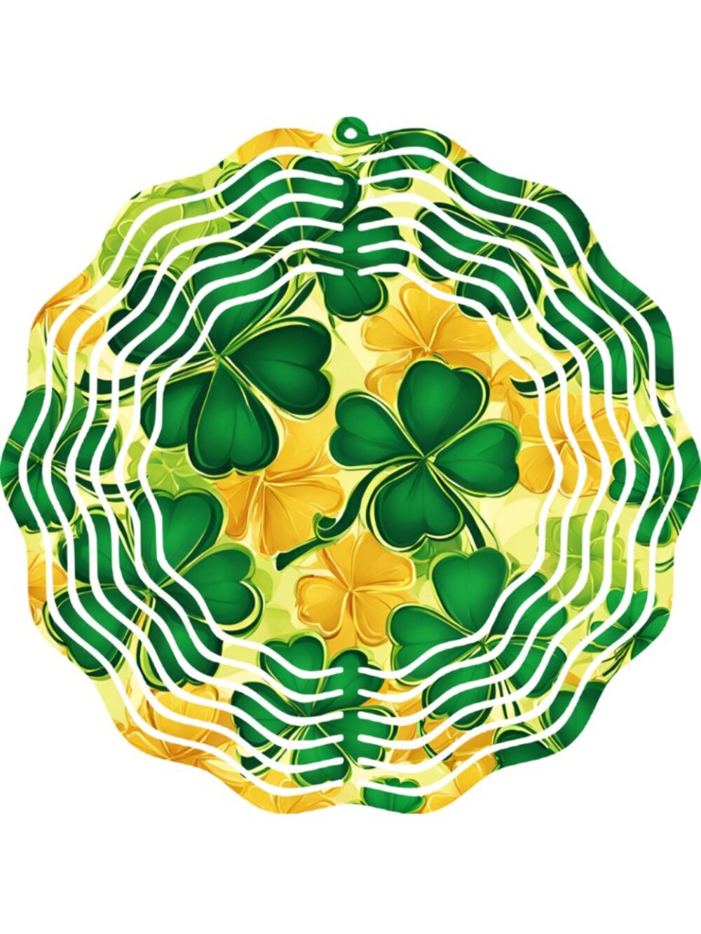 St Patricks Day Wind Spinner 10" Metal Shamrock Hanging Four Leaf Clover Decor
